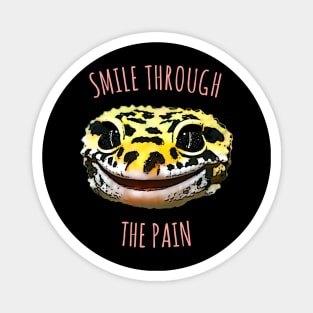 Leopard Gecko Smile Through the Pain Funny Pet Lizard Lover Magnet